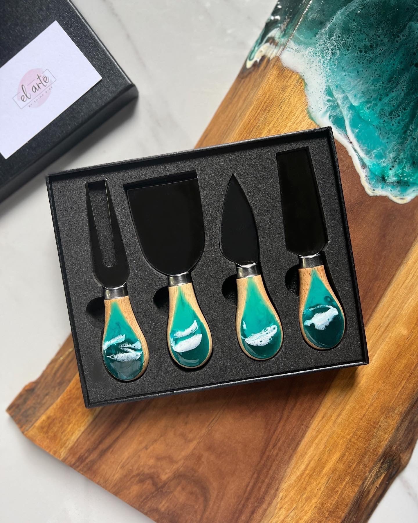 Ocean Resin Cheese Knives Set