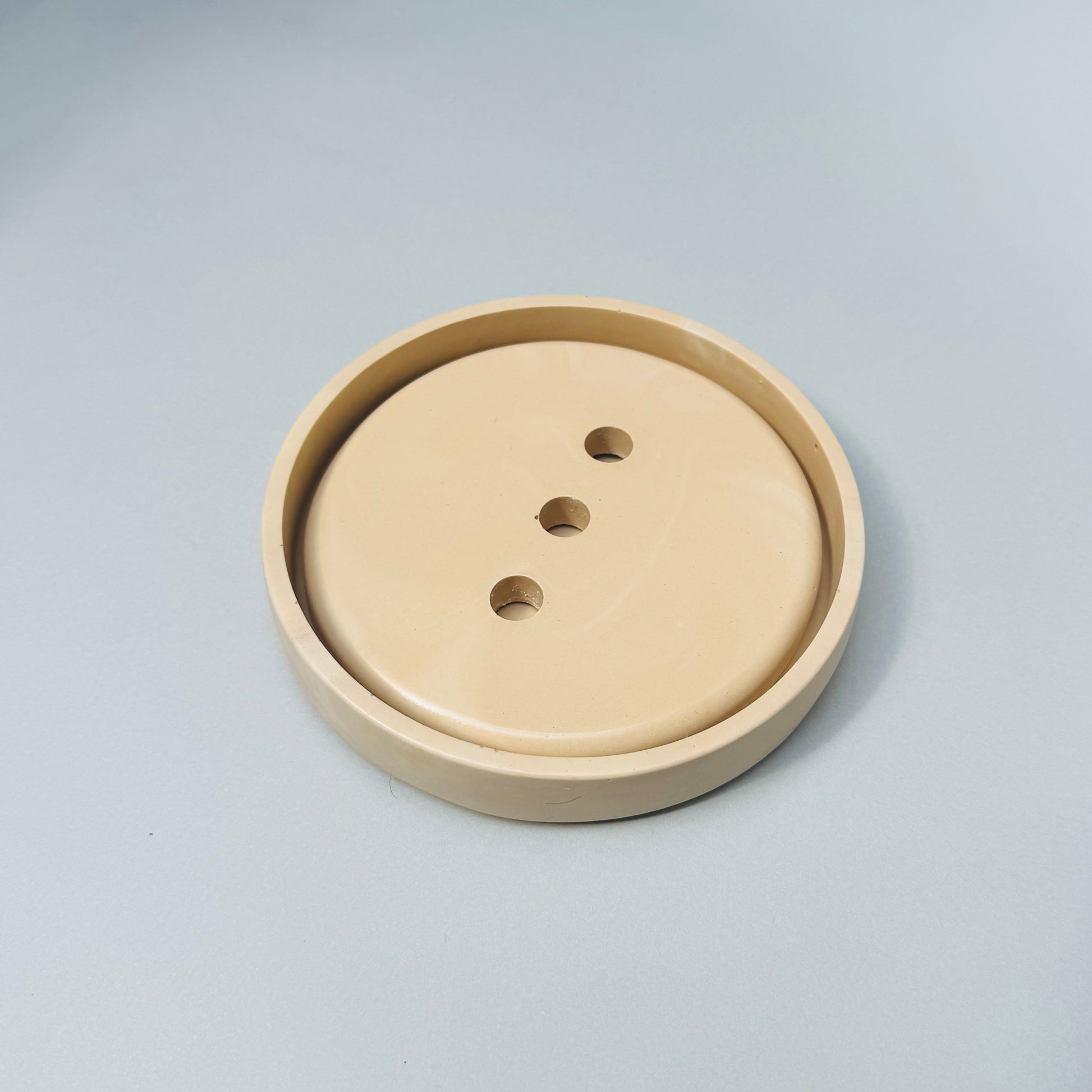 Round Soap Dish with Drainage - Peach Marble