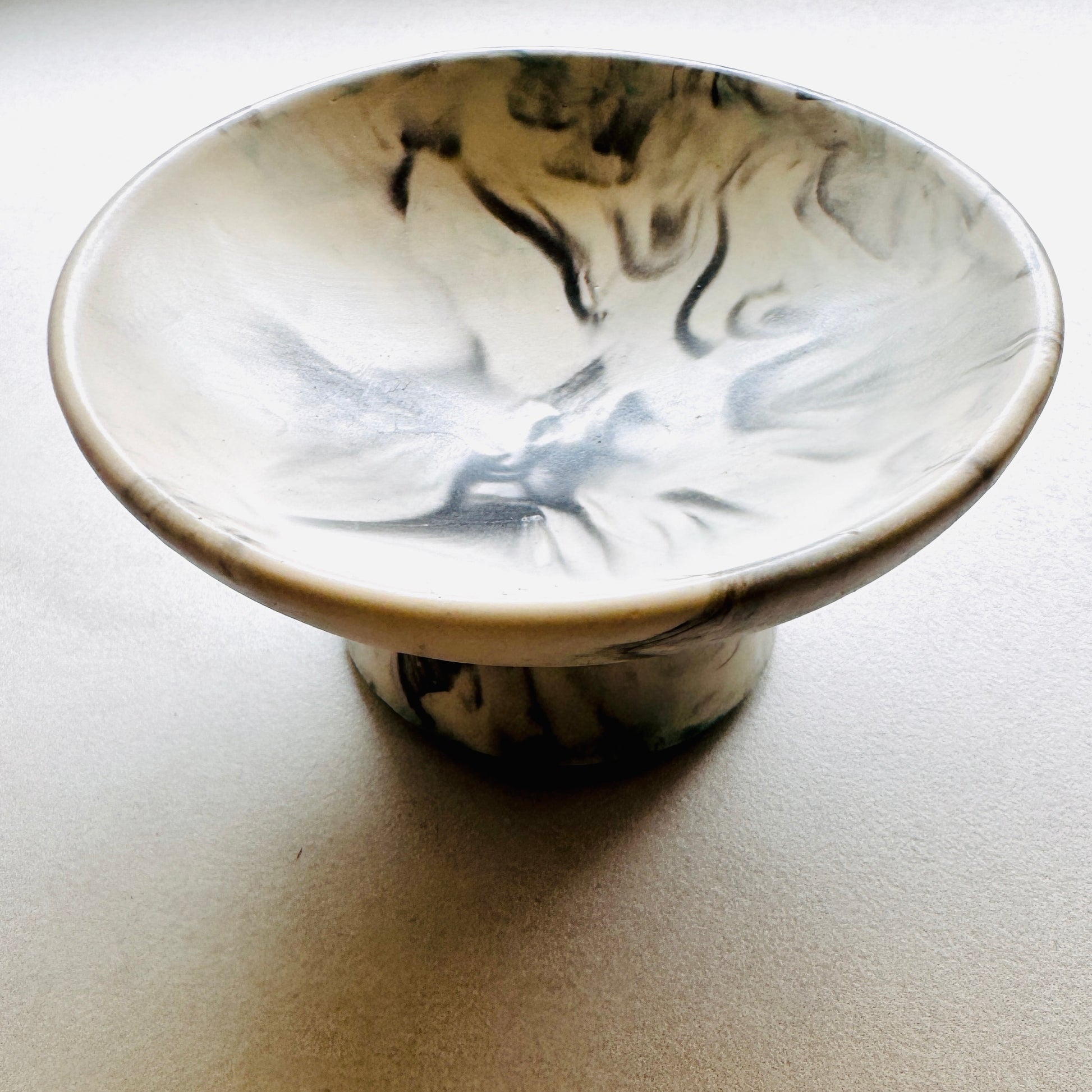 Pedestal Decorative Bowl - Black Marble