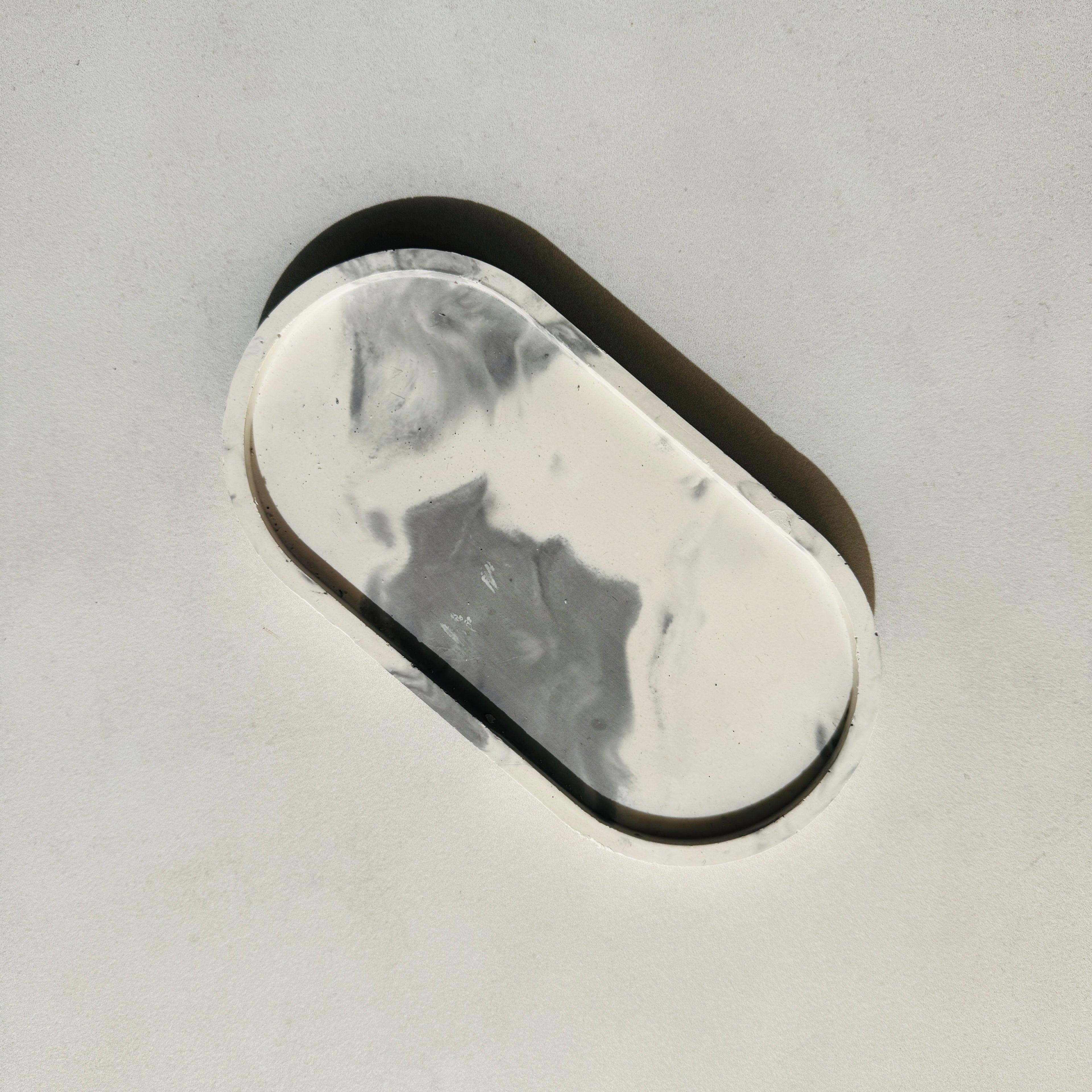 Grey Marble Cement Oval Trinket Tray IV