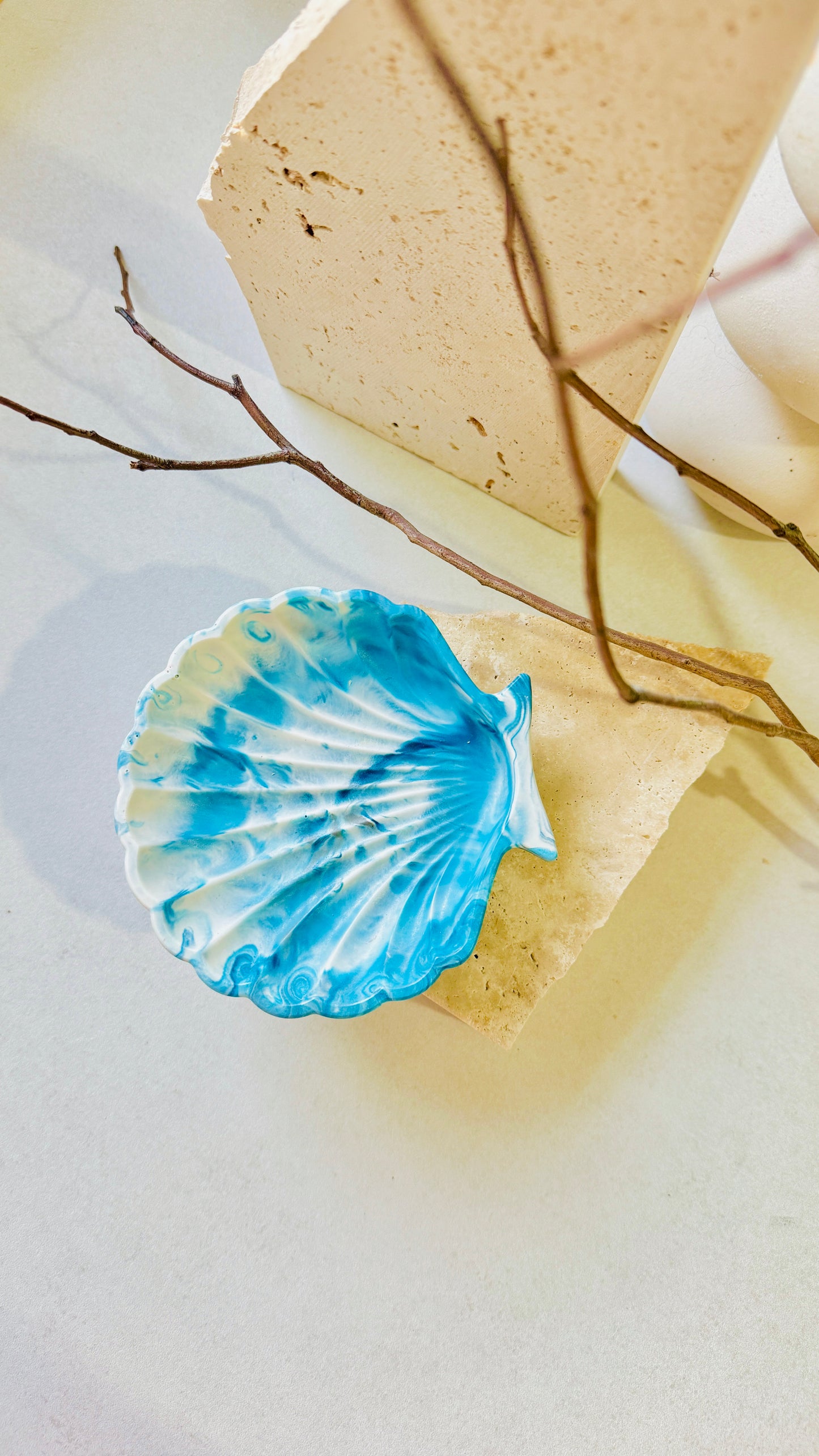 Handmade Seashell Trinket Dish Blues