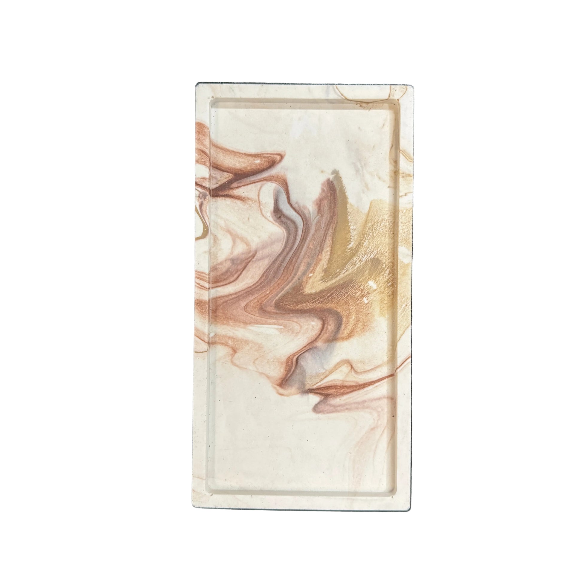 Hand Poured Long Trinket Tray / Brown Marble