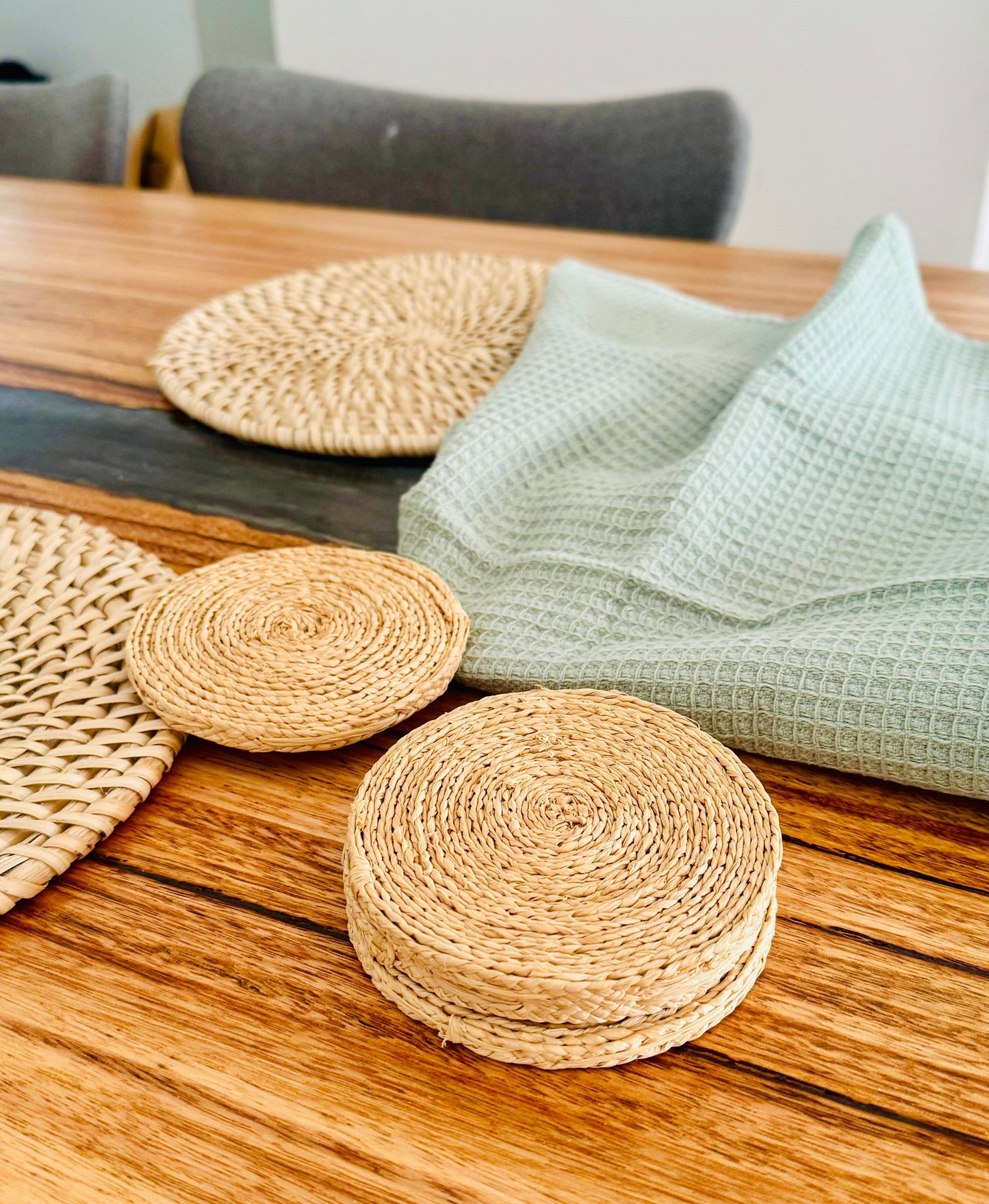 Set of 2 Handmade Rattan Coasters