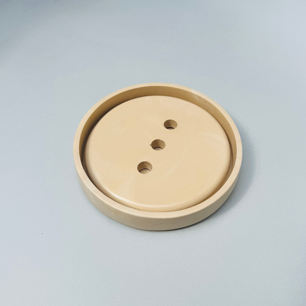 Round Soap Dish with Drainage - Peach Marble