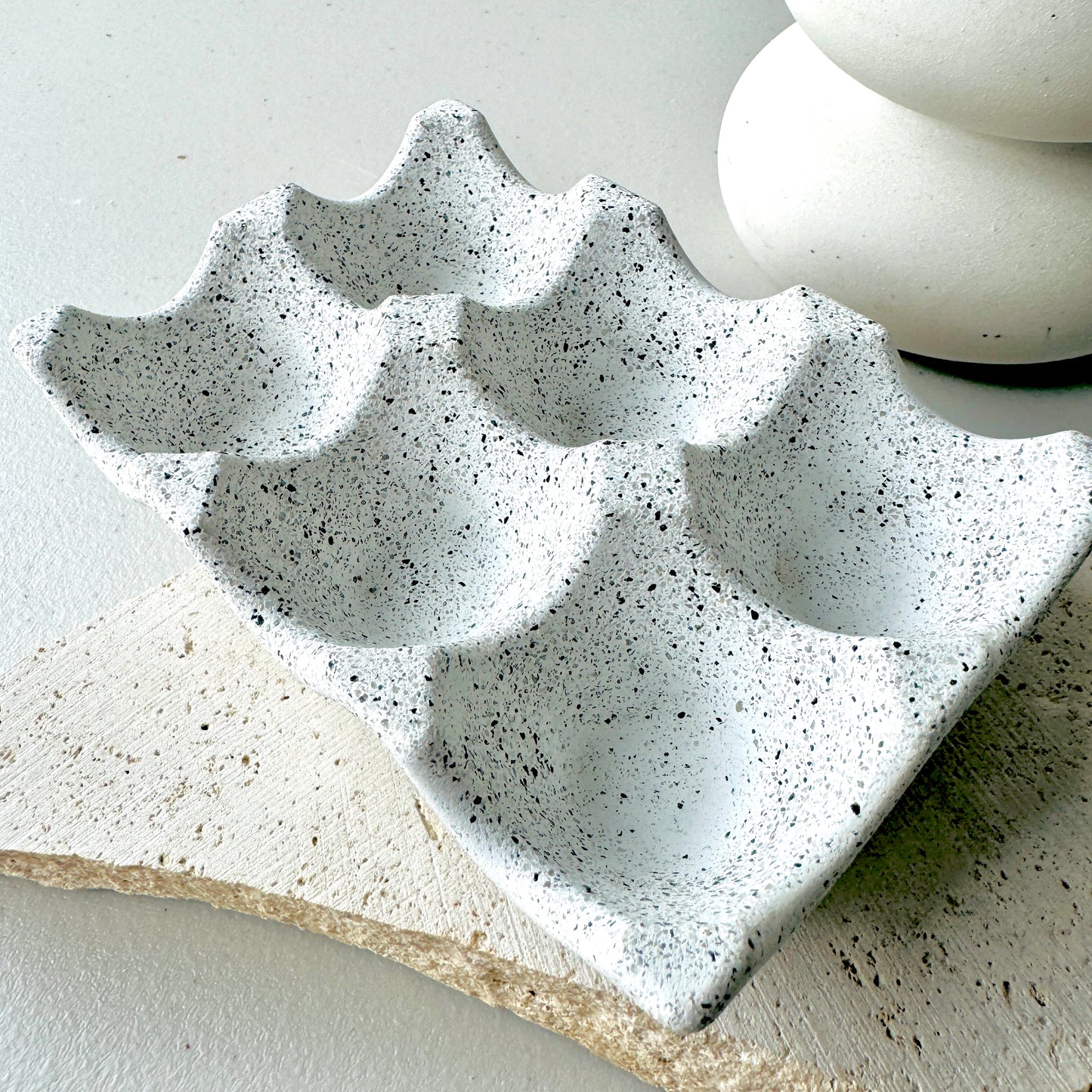 Handcrafted Stone Finish Minimal Egg Tray