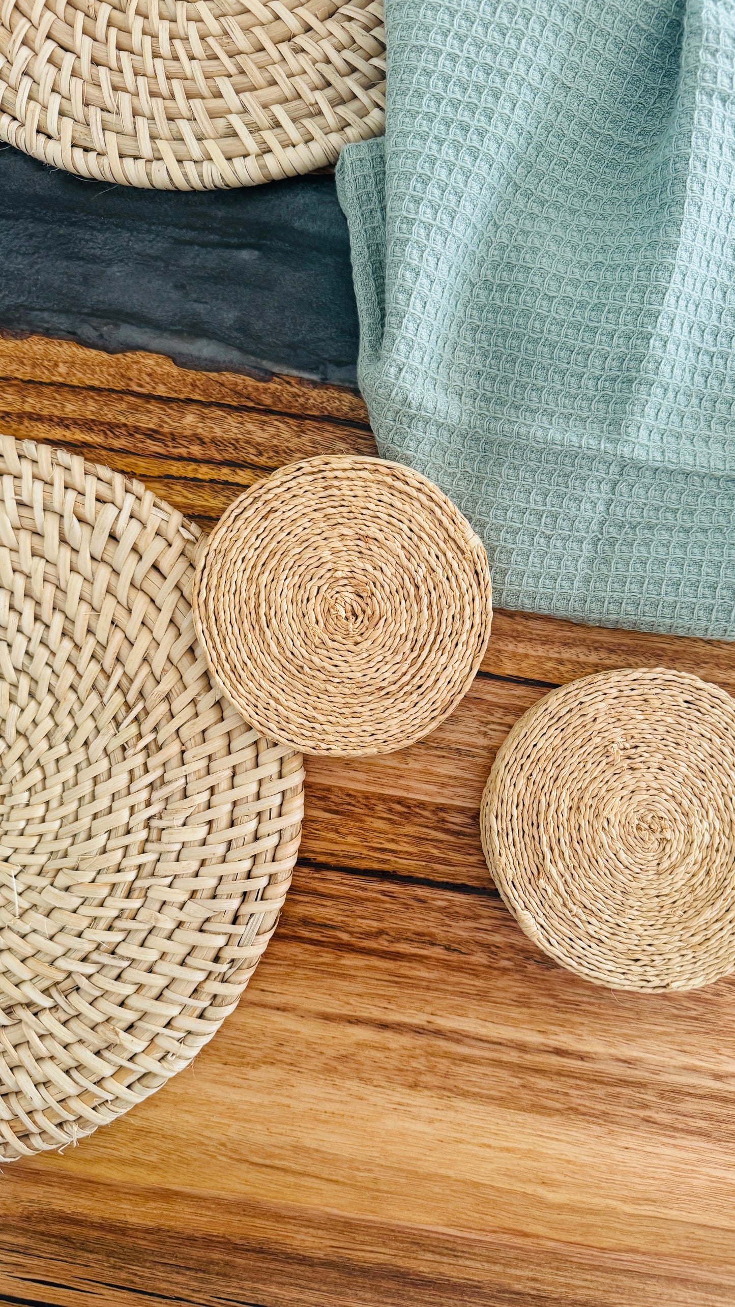 Set of 2 Handmade Rattan Coasters