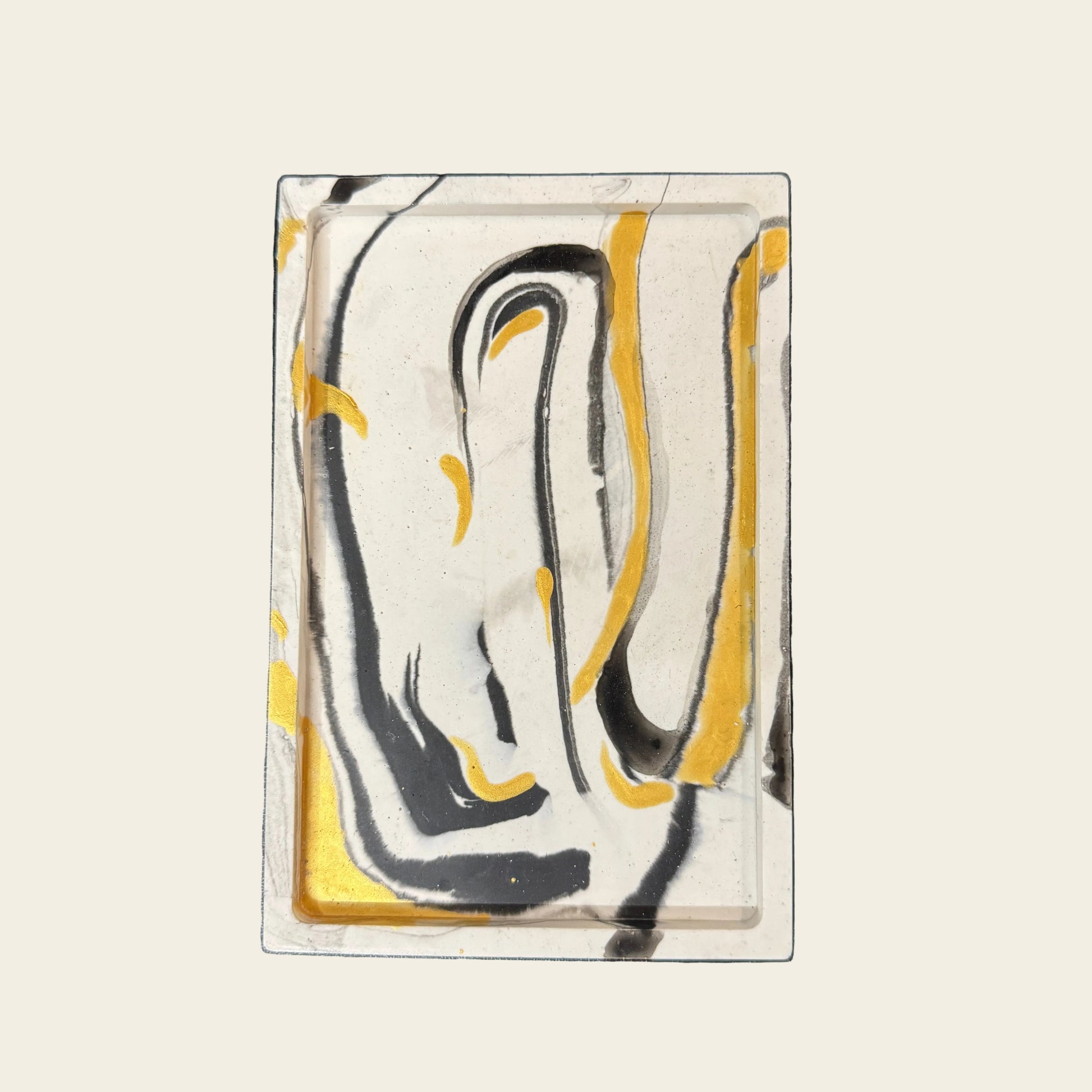 Hand Poured Black & Gold Marble Tray