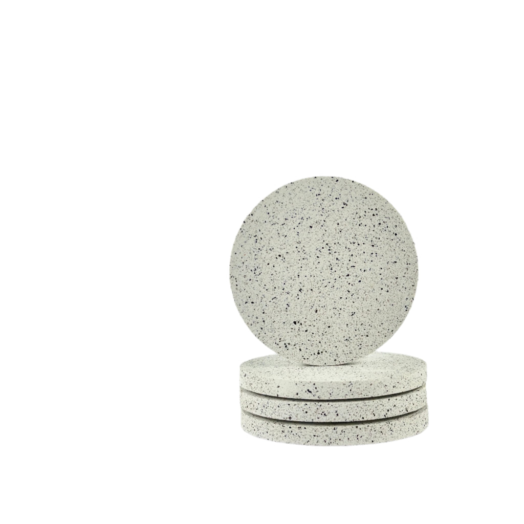 Stone Minimal Coasters - Silver Grey Granite
